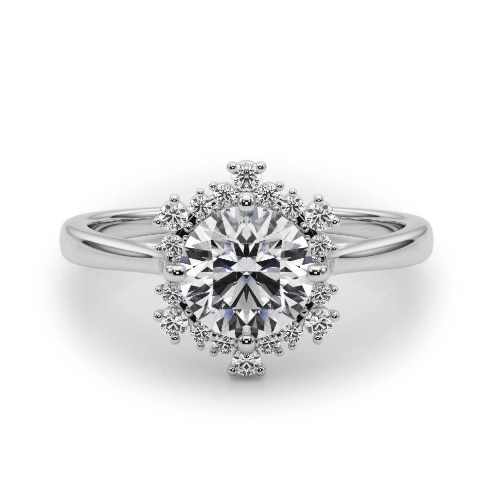 18K White Gold 1 CT Diamond Halo Engagement Ring