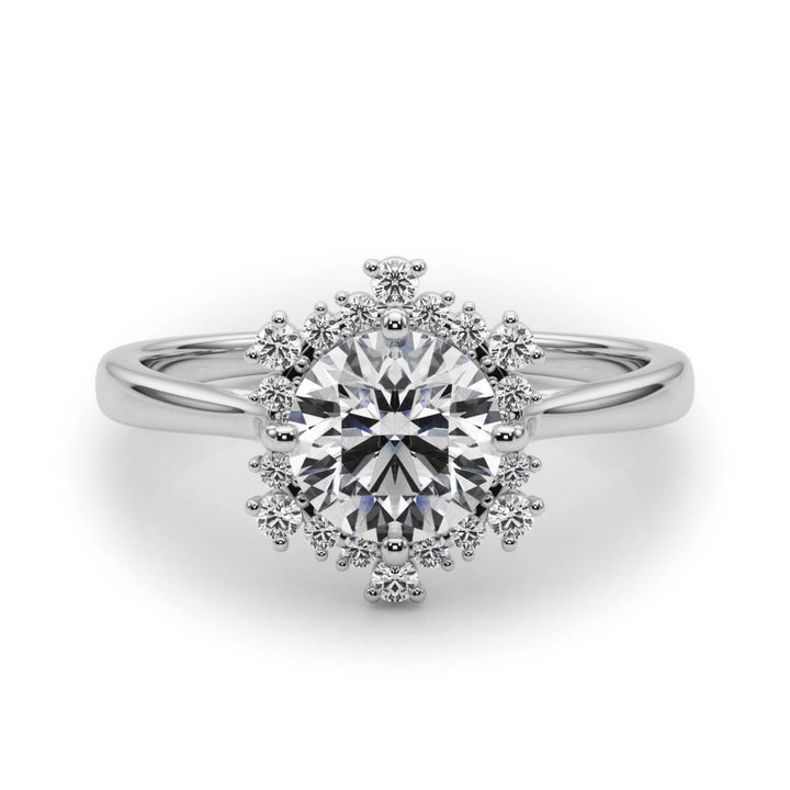 Platinum 1 CT Diamond Halo Engagement Ring