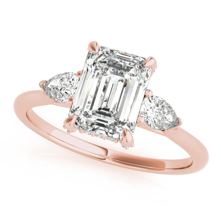 18K Rose Gold 1 1/2 ct tw Three Stone Diamond Engagement Ring
