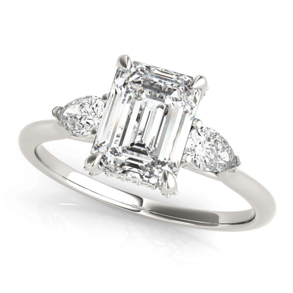 18K White Gold 1 1/2 ct tw Three Stone Diamond Engagement Ring