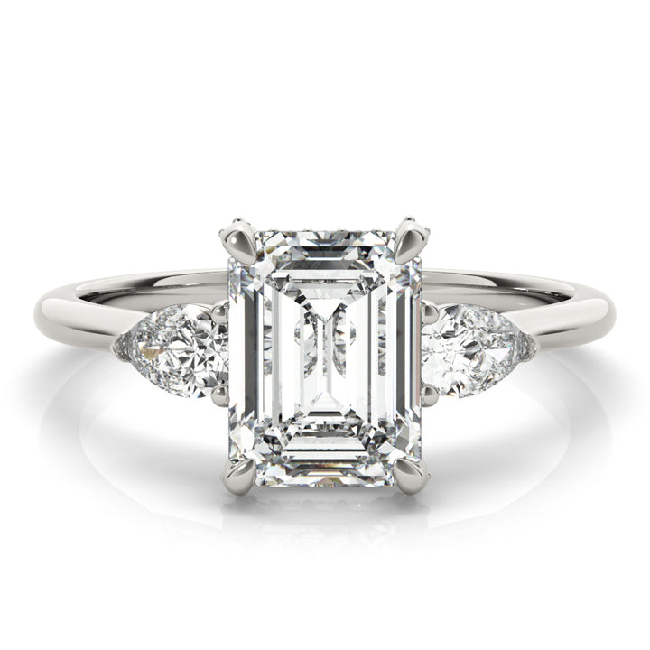 14K White Gold 1.5ctw Emerald Diamond Engagement Ring