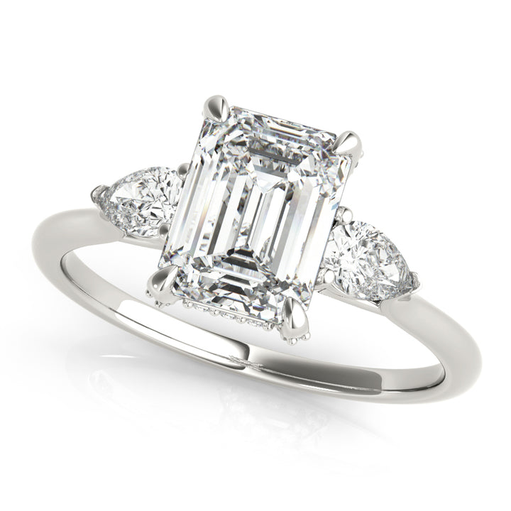 18K White Gold 1.5 CT Emerald Diamond Engagement Ring
