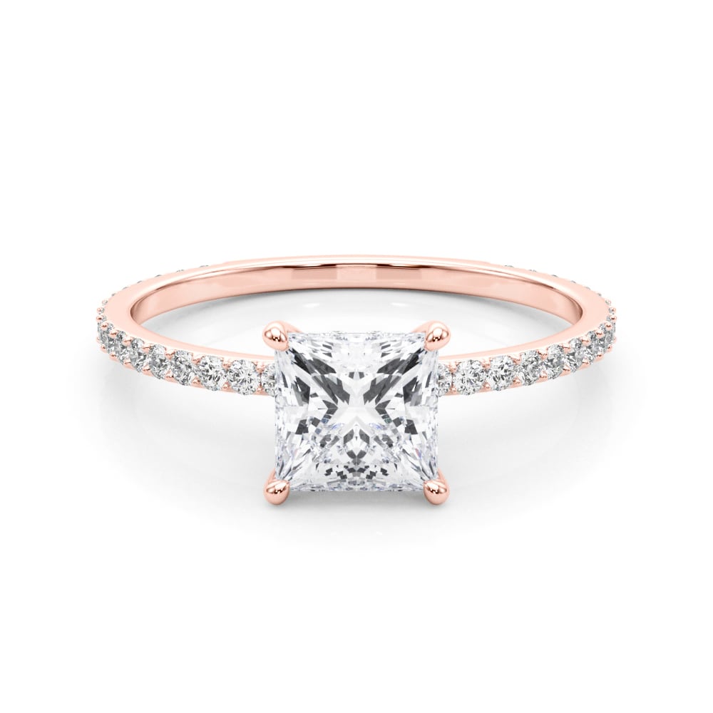 14K Rose Gold 1 ct tw Halo Diamond Engagement Ring