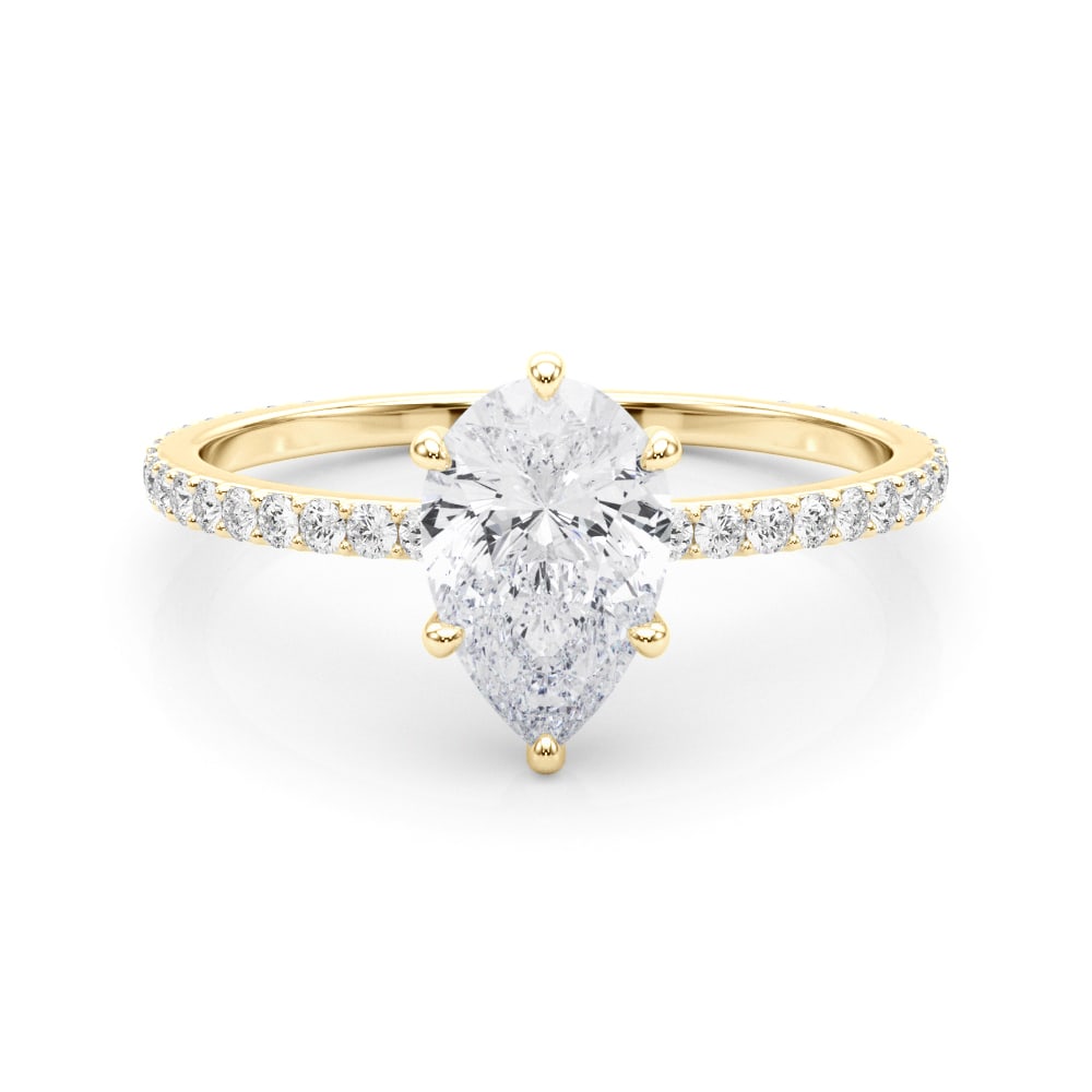 14K Yellow Gold 1/3 ct tw Halo Diamond Engagement Ring