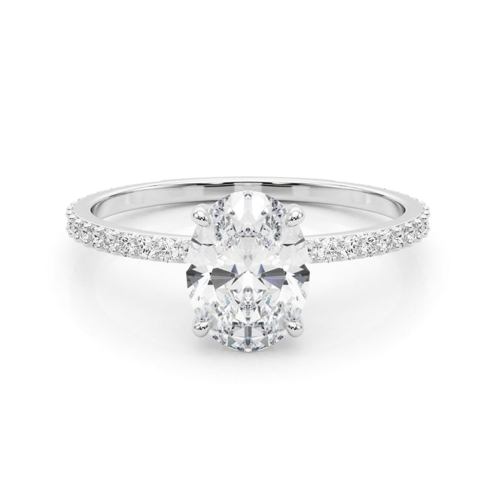14K White Gold Oval Diamond Engagement Ring with Halo