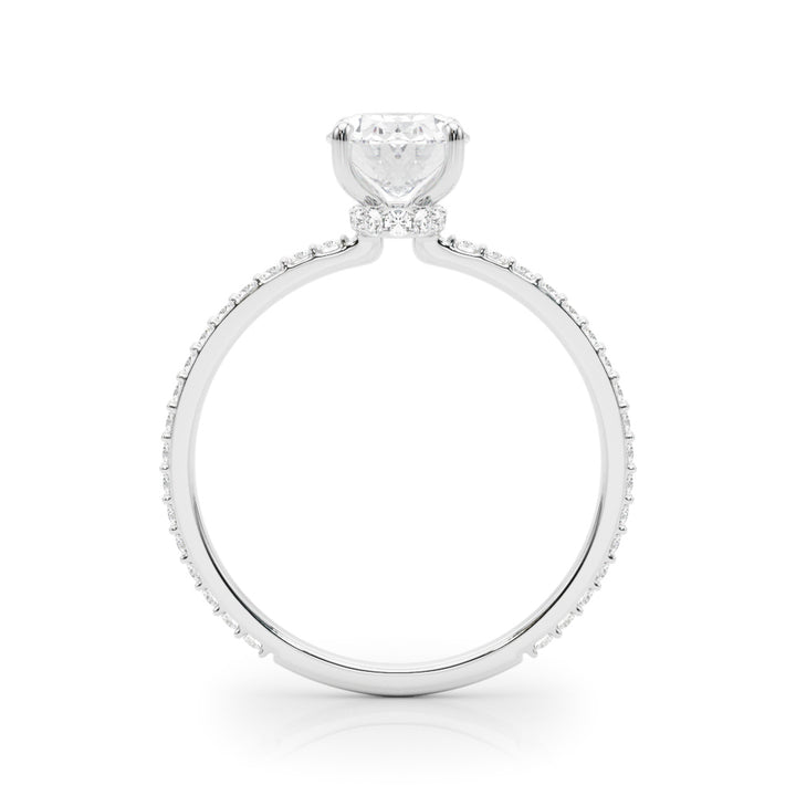 Platinum Oval Diamond Halo Engagement Ring 1/3 ctw