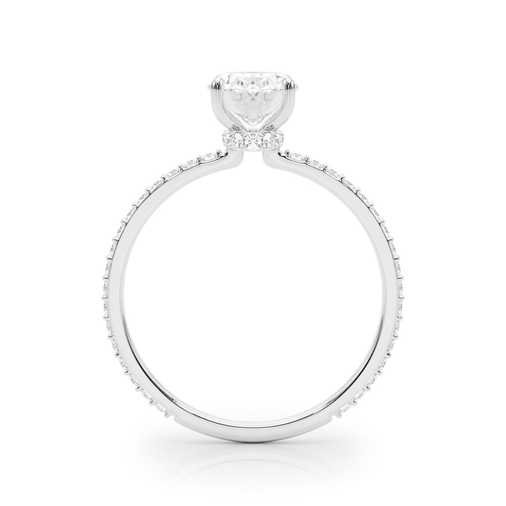 14K White Gold Oval Diamond Engagement Ring with Halo