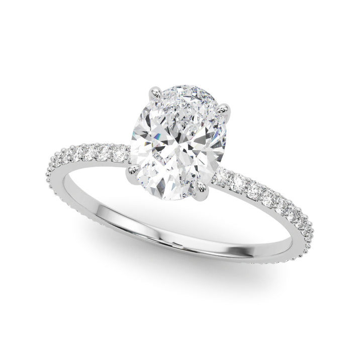 14K White Gold Oval Diamond Engagement Ring with Halo