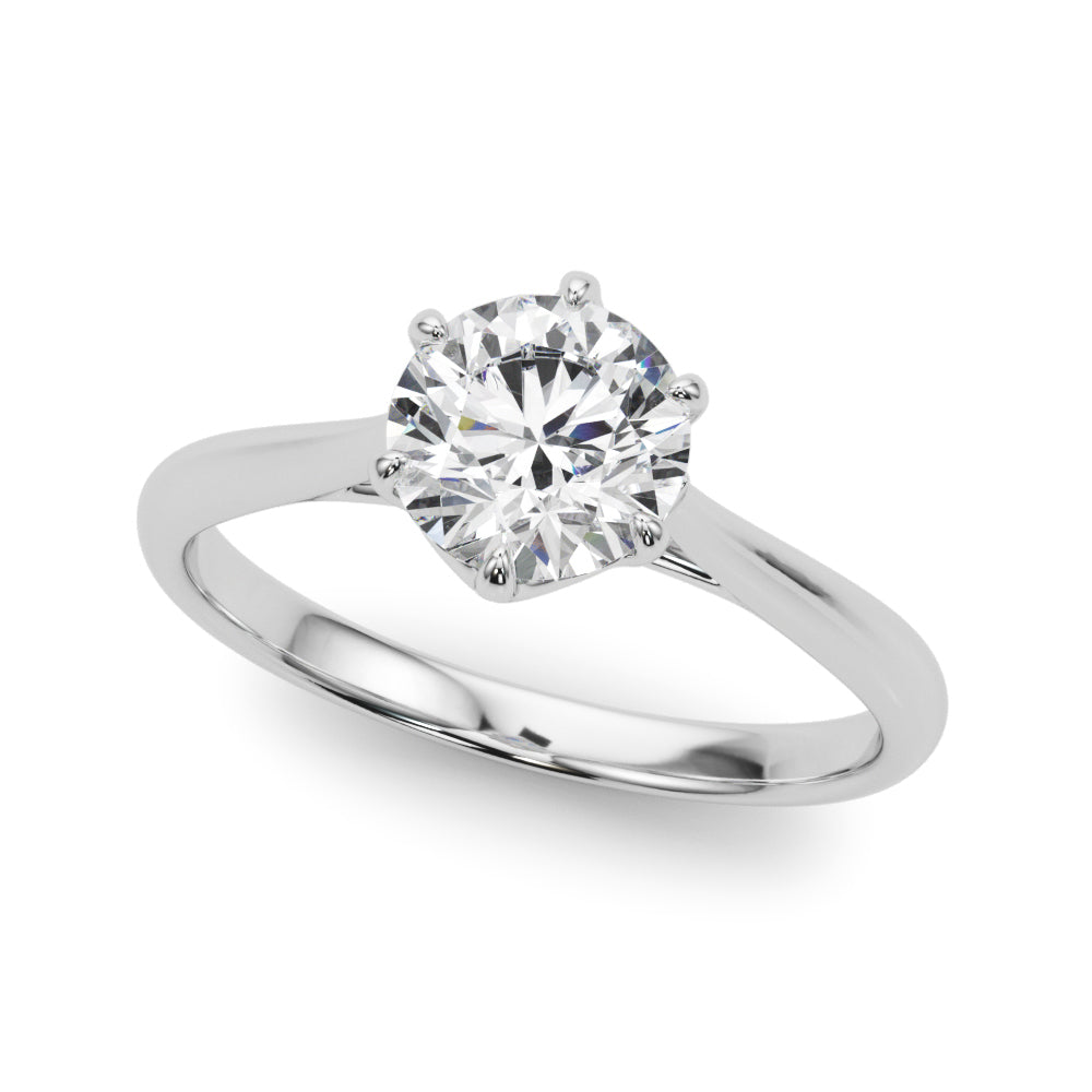 14K White Gold 1 CT Round Diamond Engagement Ring