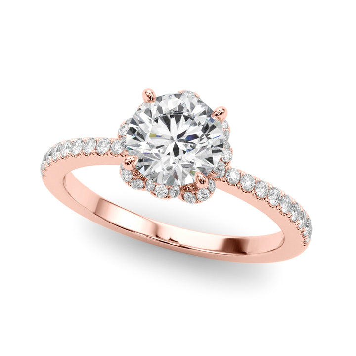18K Rose Gold 1.25 ctw Diamond Halo Engagement Ring