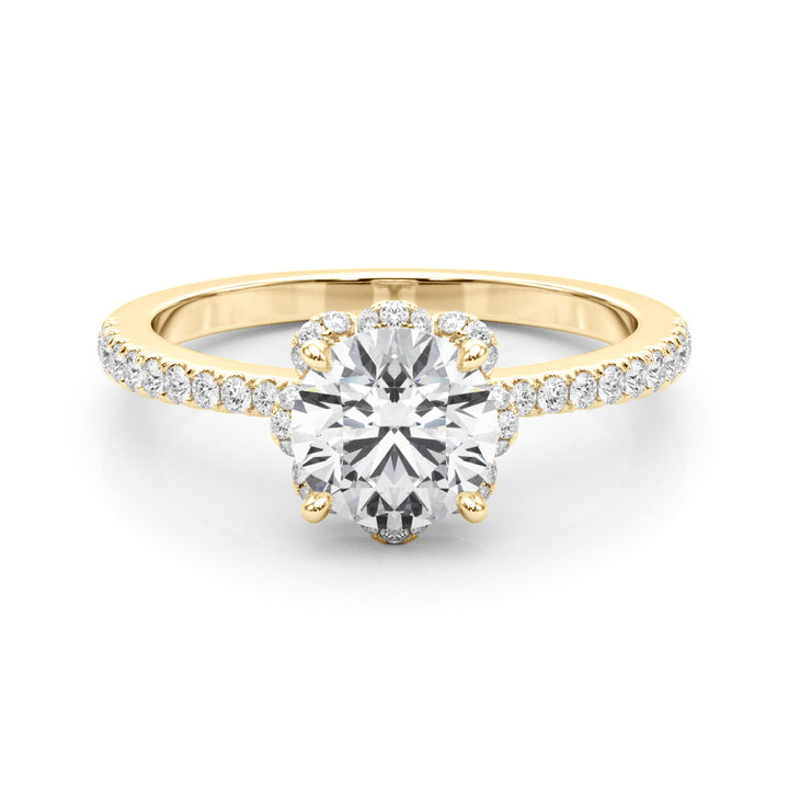 14K Yellow Gold 1 CT Diamond Halo Engagement Ring
