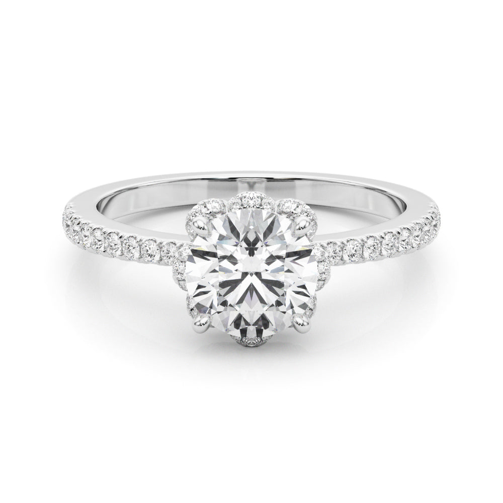 Platinum 1.25 ctw Round Diamond Halo Engagement Ring