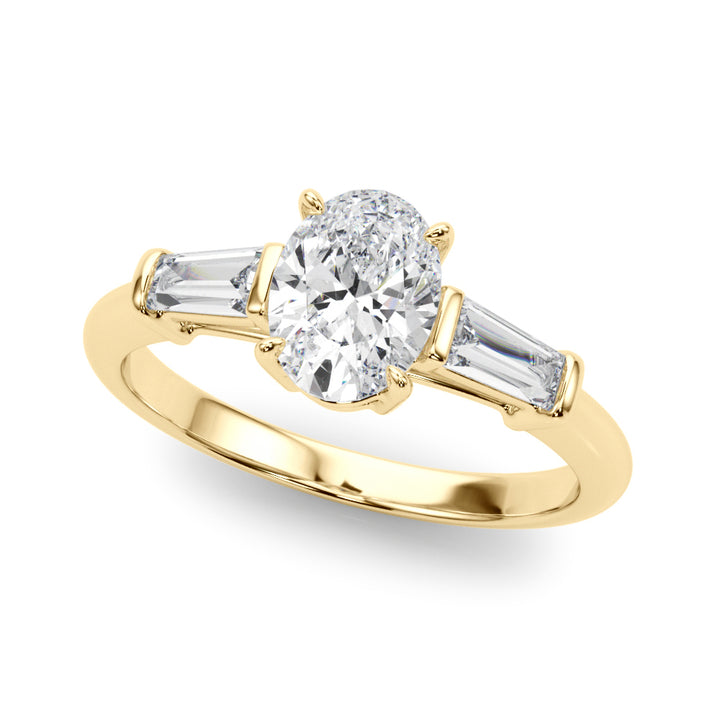 14K Yellow Gold Oval Diamond Engagement Ring