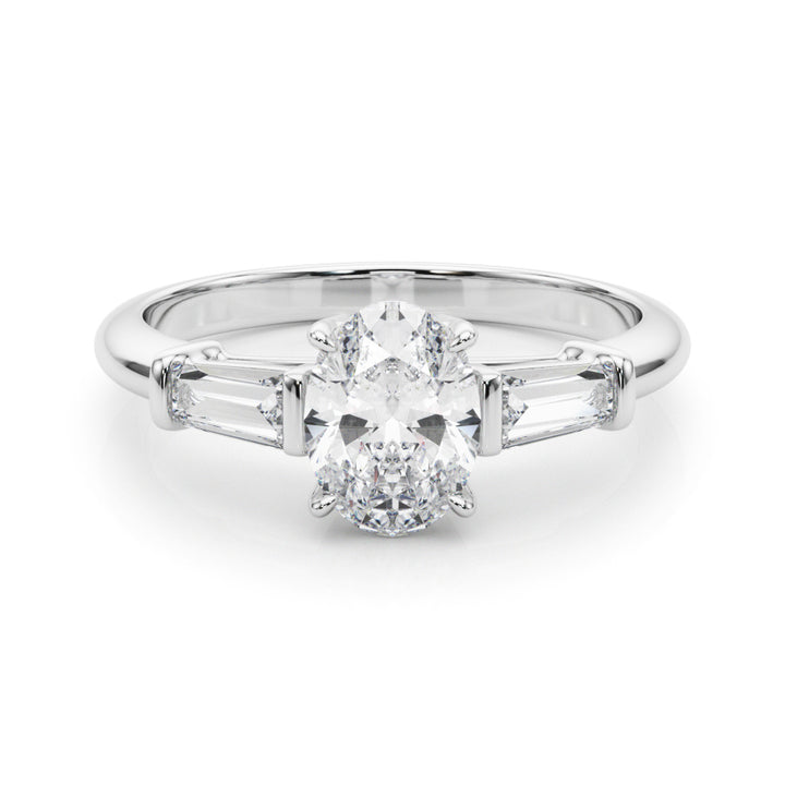 14K White Gold Oval Diamond Engagement Ring