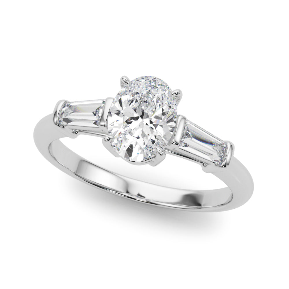 14K White Gold Oval Diamond Engagement Ring