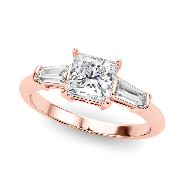 18K Rose Gold 1 ct Diamond Three-Stone Ring