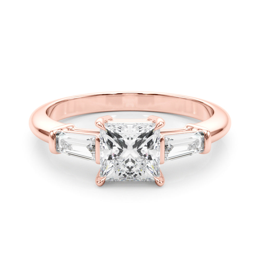 14K Rose Gold 1 ct tw Three Stone Diamond Engagement Ring