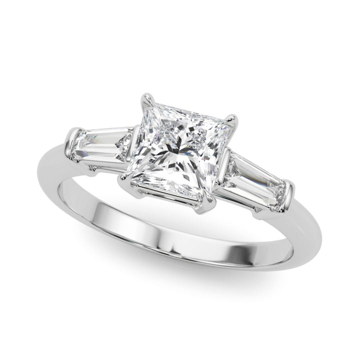 14K White Gold 1 CT Diamond Three-Stone Engagement Ring