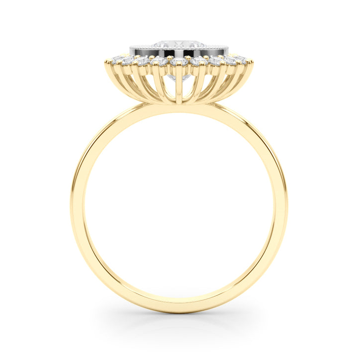 14K Yellow Gold Round Diamond Halo Engagement Ring