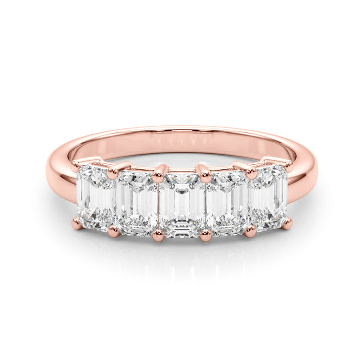 14K Rose Gold Emerald Diamond Wedding Ring