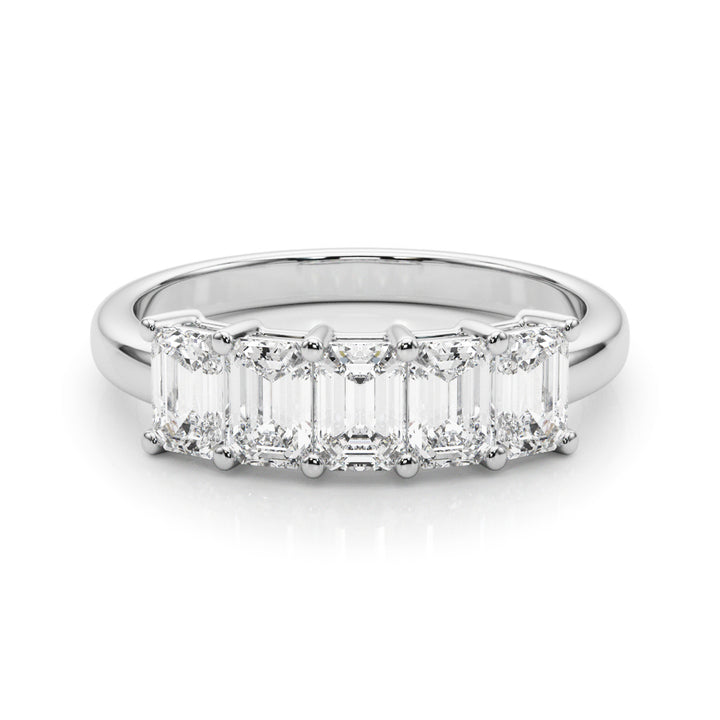 14K White Gold Emerald Diamond Wedding Ring