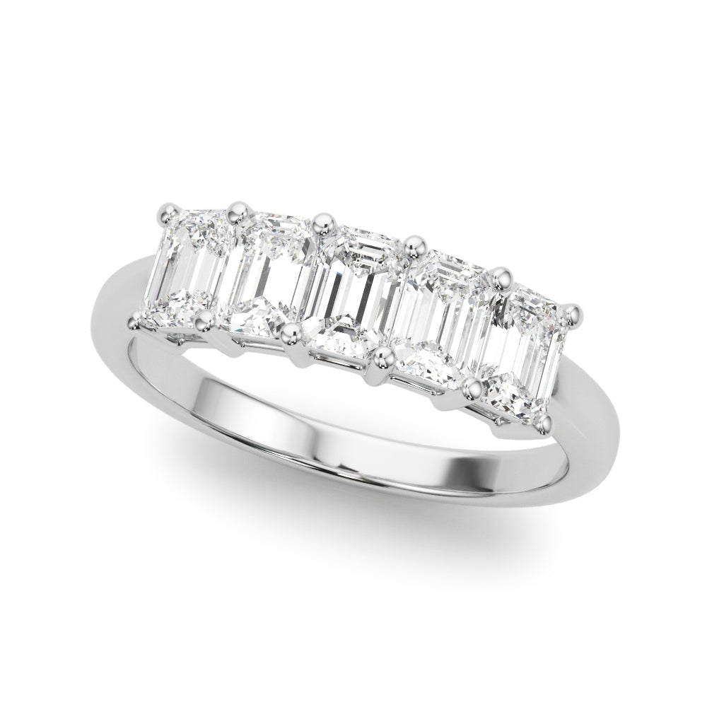 18K White Gold Multi-Stone Emerald Diamond Ring