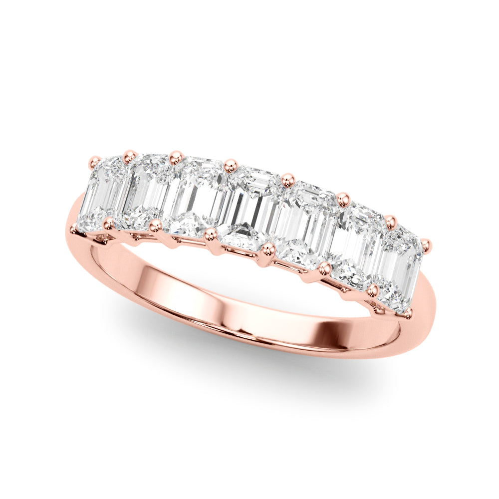 18K Rose Gold Emerald Diamond Wedding Ring