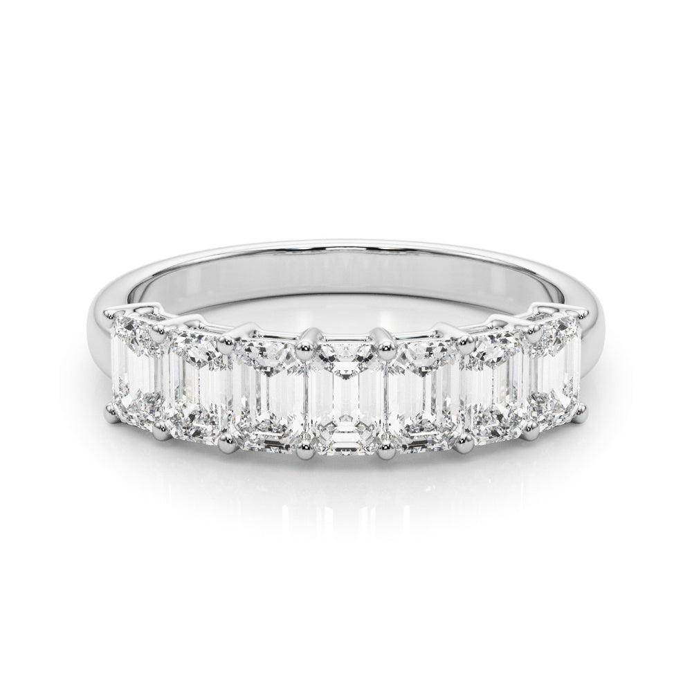 18K White Gold Multi-Diamond Emerald Cut Ring