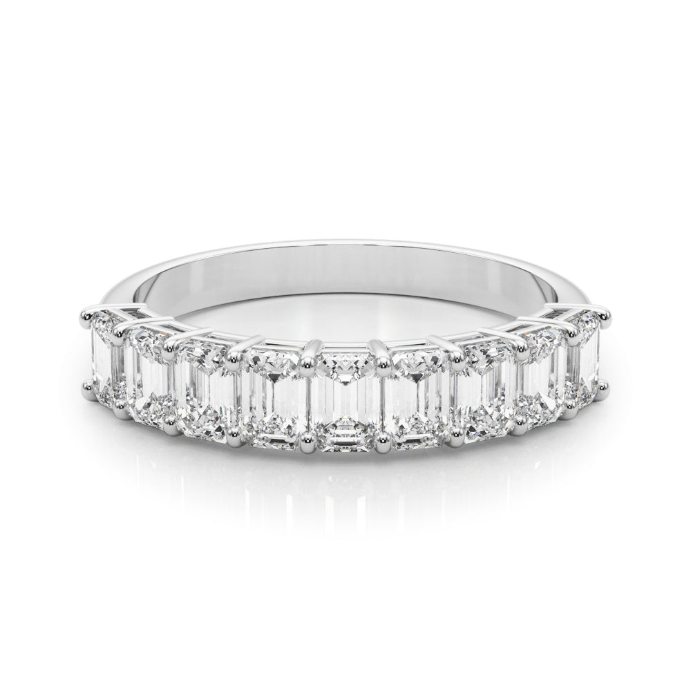 18K White Gold Multi-Diamond Emerald Cut Ring