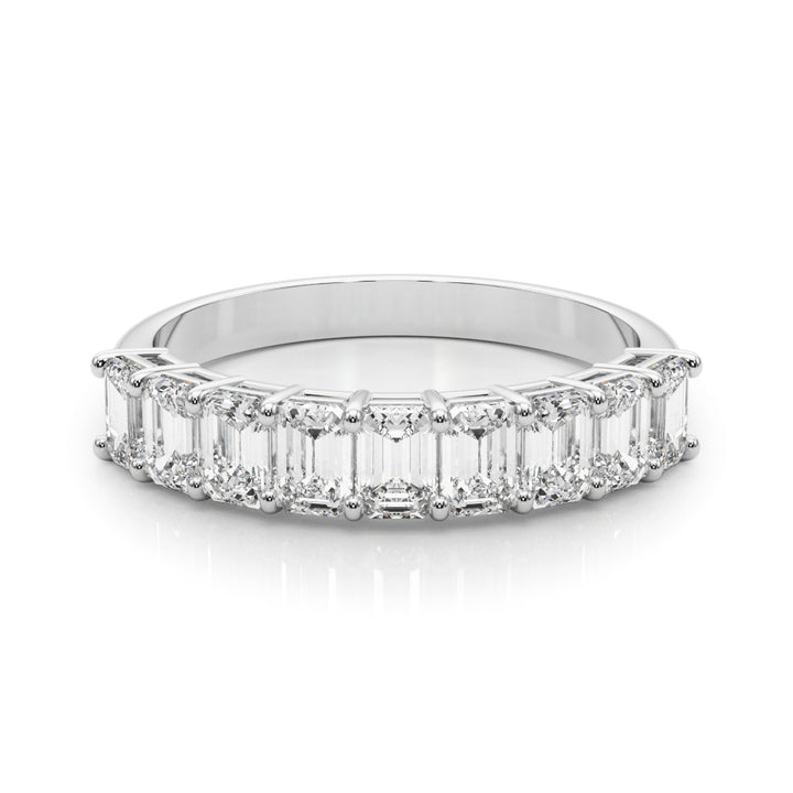 18K White Gold Multi-Diamond Emerald Cut Ring