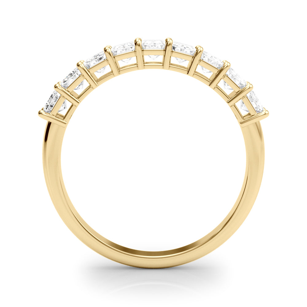 14K Yellow Gold Emerald Diamond Wedding Band