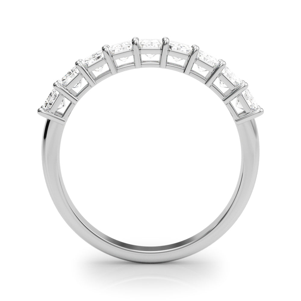 14K White Gold Emerald Diamond Wedding Band
