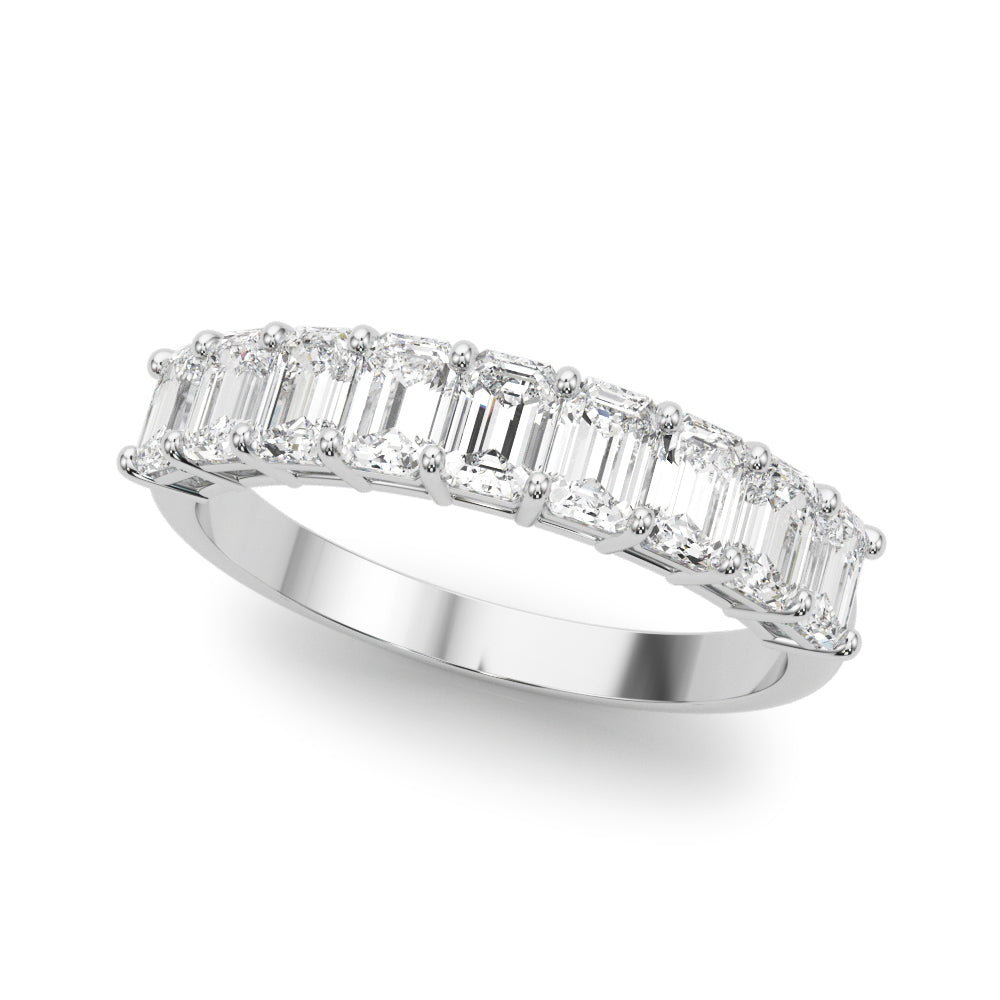 Platinum White Emerald Diamond Engagement Ring