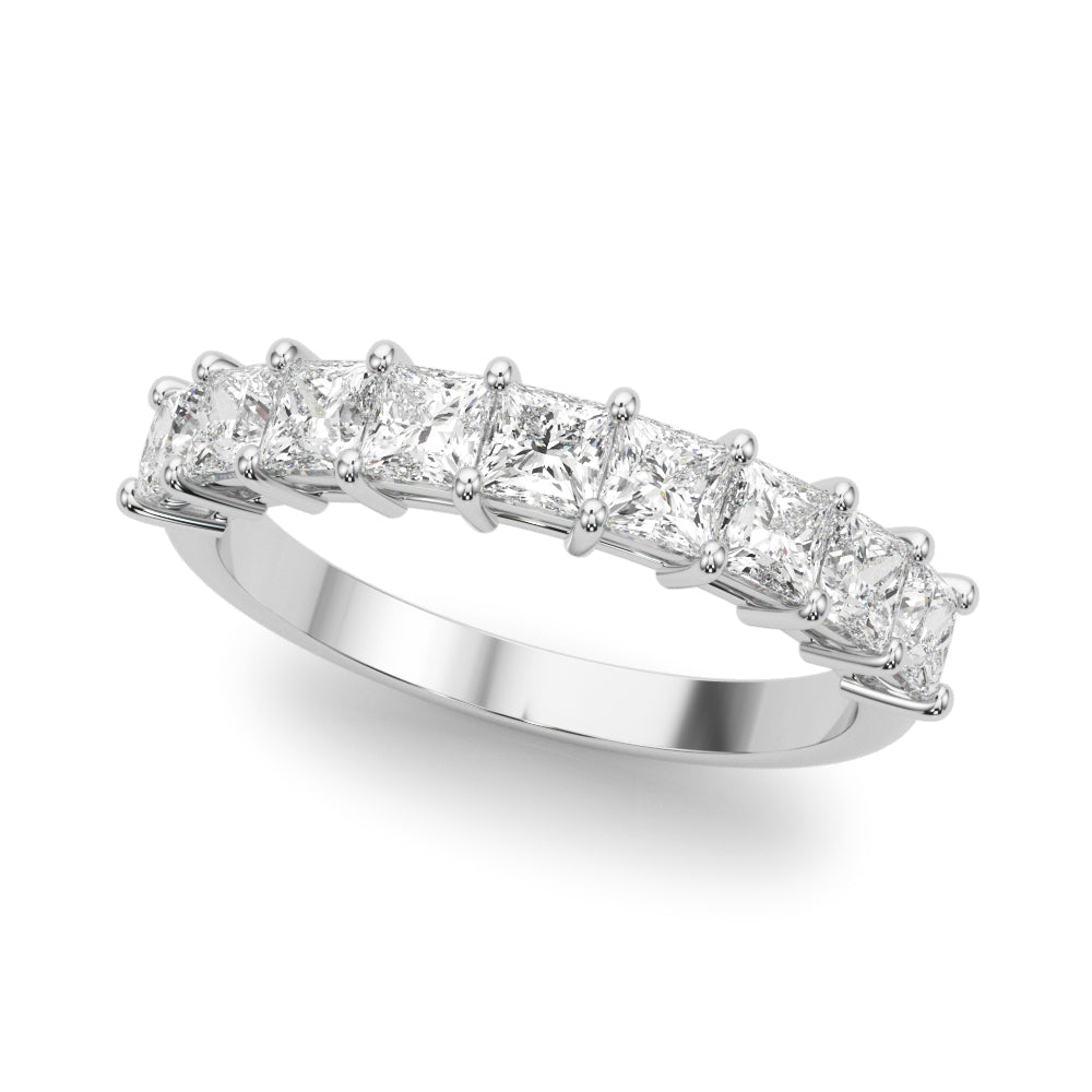 18K White Gold Square Diamond Wedding Ring