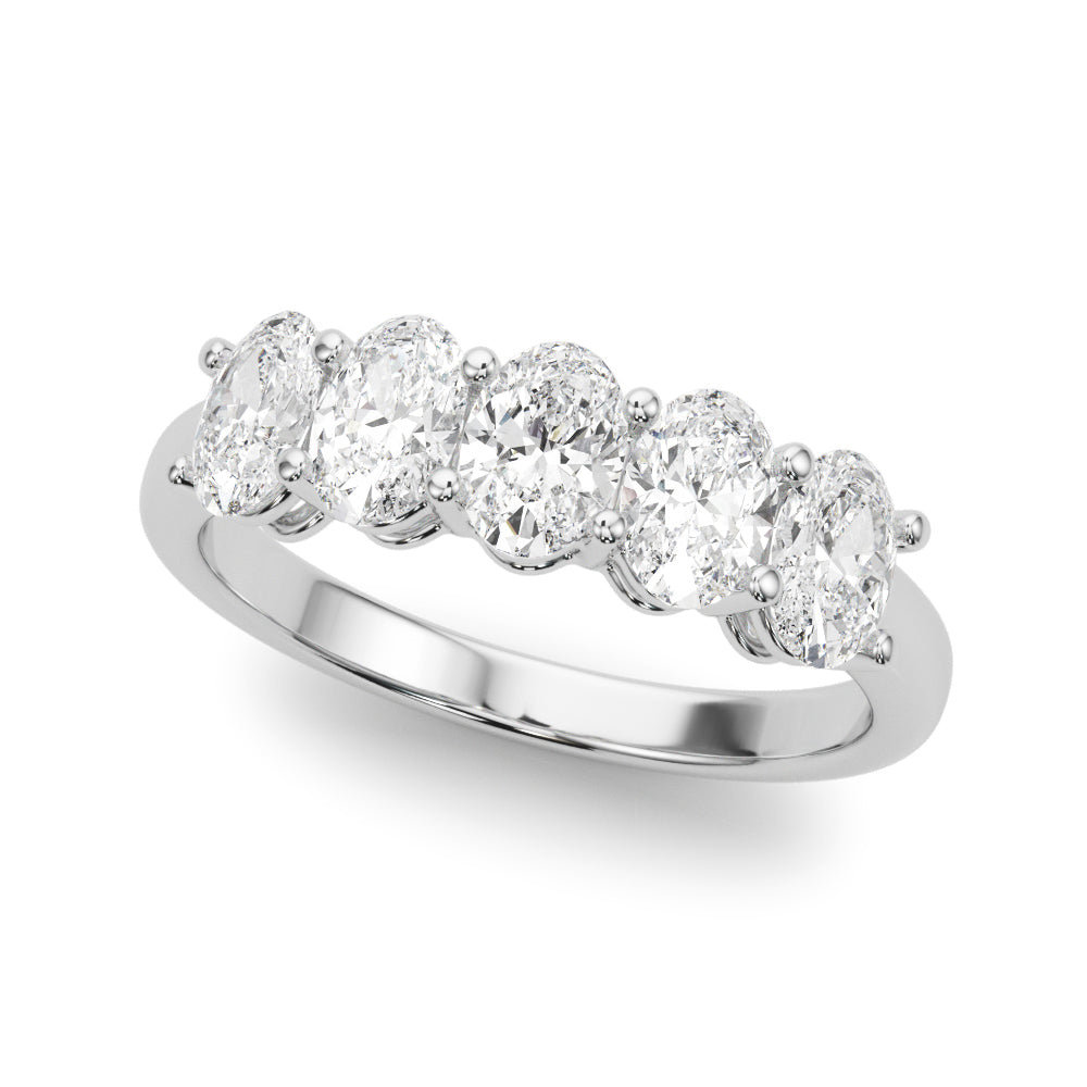 Platinum White Diamond Oval Wedding Ring