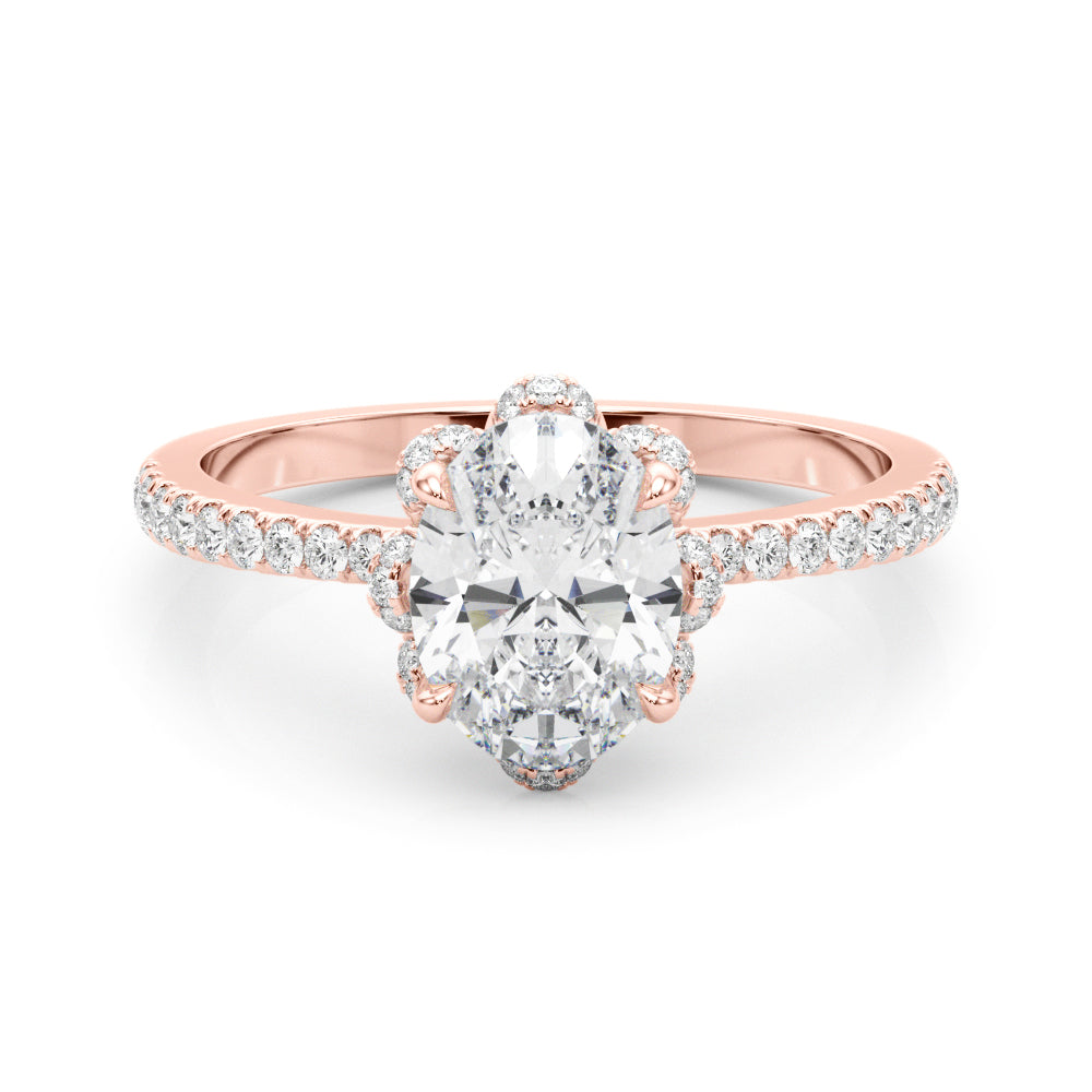 14K Rose Gold 1/2 ct tw Halo Diamond Engagement Ring