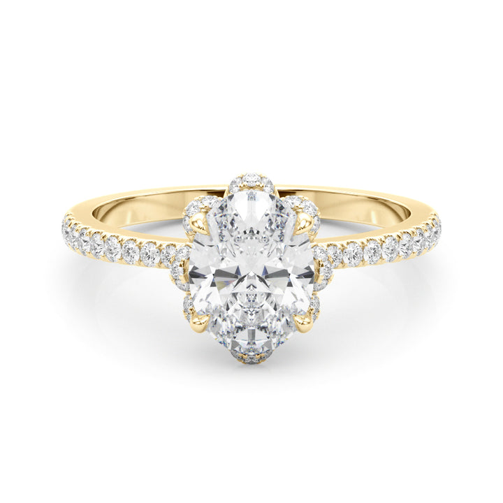 14K Yellow Gold Oval Diamond Engagement Ring with Halo