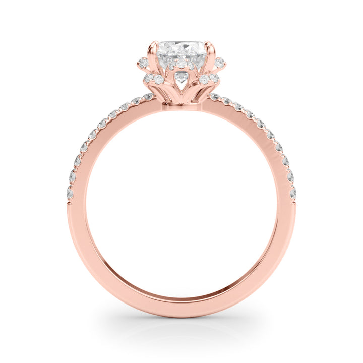 14K Rose Gold 1/2 ct tw Halo Diamond Engagement Ring
