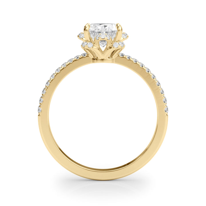18K Yellow Gold Oval Diamond Engagement Ring with Halo