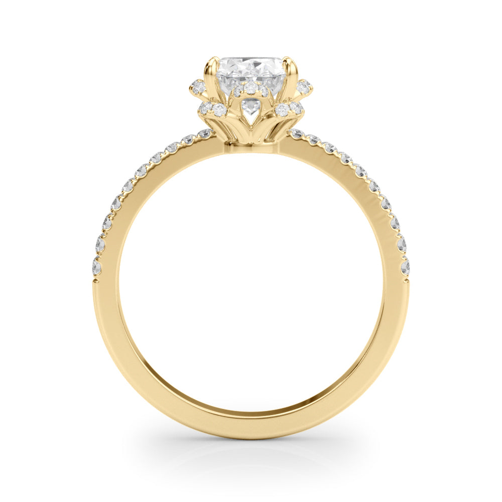 18K Yellow Gold Oval Diamond Engagement Ring with Halo