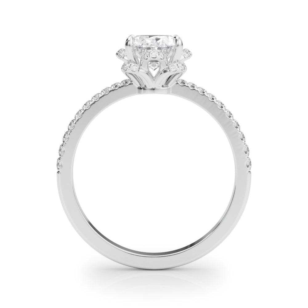 18K White Gold 0.5ctw Oval Diamond Halo Ring