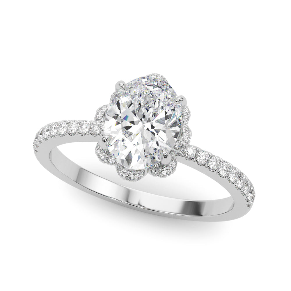 Platinum Oval Diamond Halo Engagement Ring