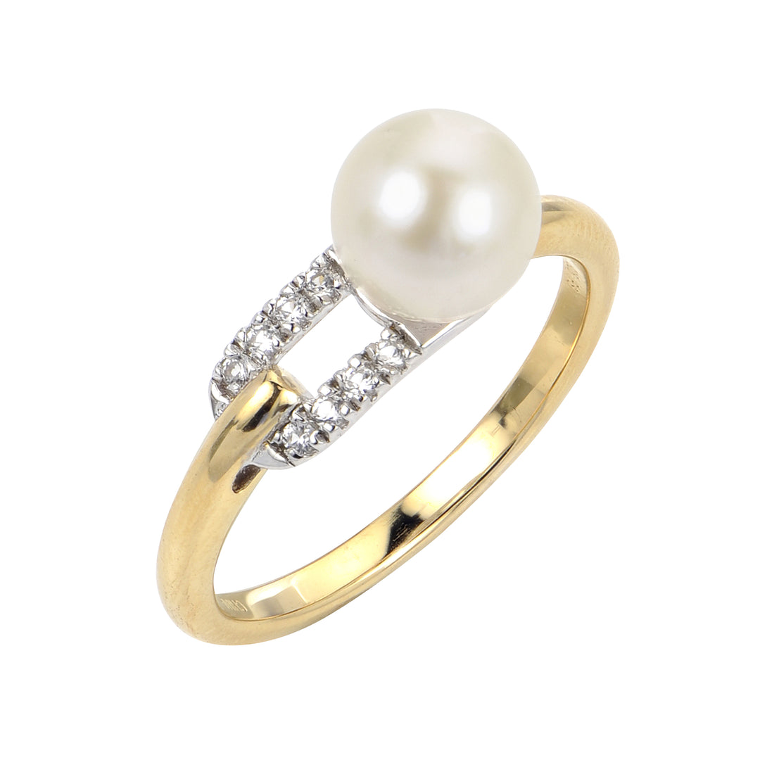 14KT Yellow/White Gold Akoya Pearl Ring