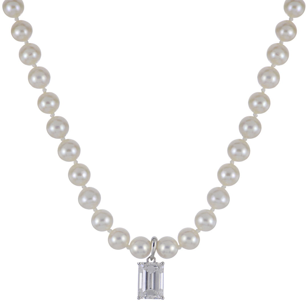 14KT White Gold Freshwater Pearl & LGD Necklace