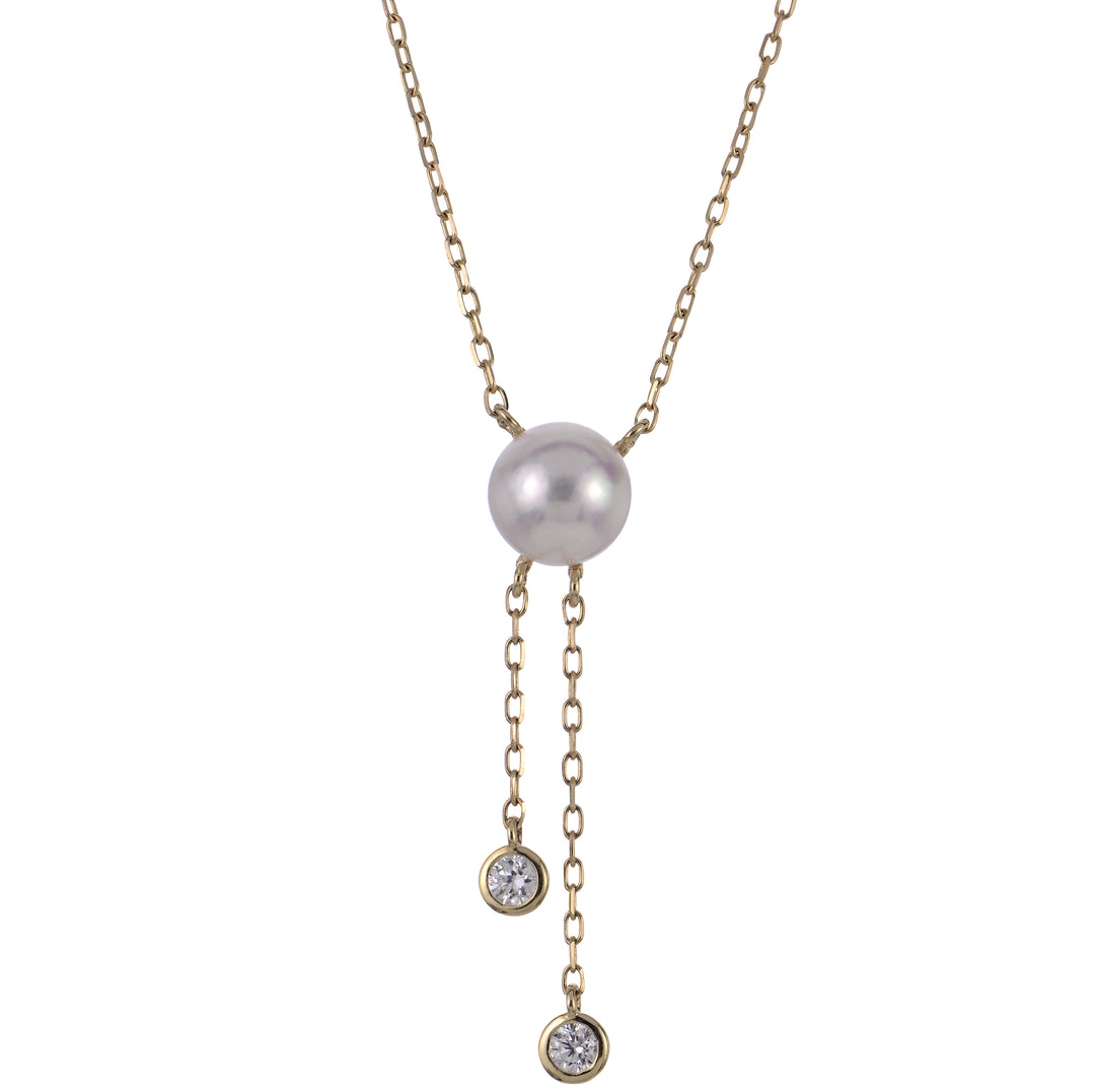 14KT Yellow Gold Akoya Pearl & LGD Necklace